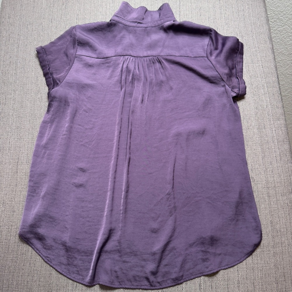 Simply Vera Vera Wang Purple Short Sleeve High Low Blouse Top XL RN 73277 - Picture 8 of 10